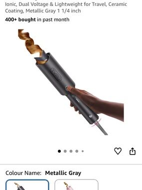 Metallic Gray Auto Curling Iron for Women - Turbo